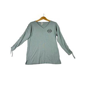 PINK By VS‎ Long Keyhole Sleeve Shirt sz XS Green